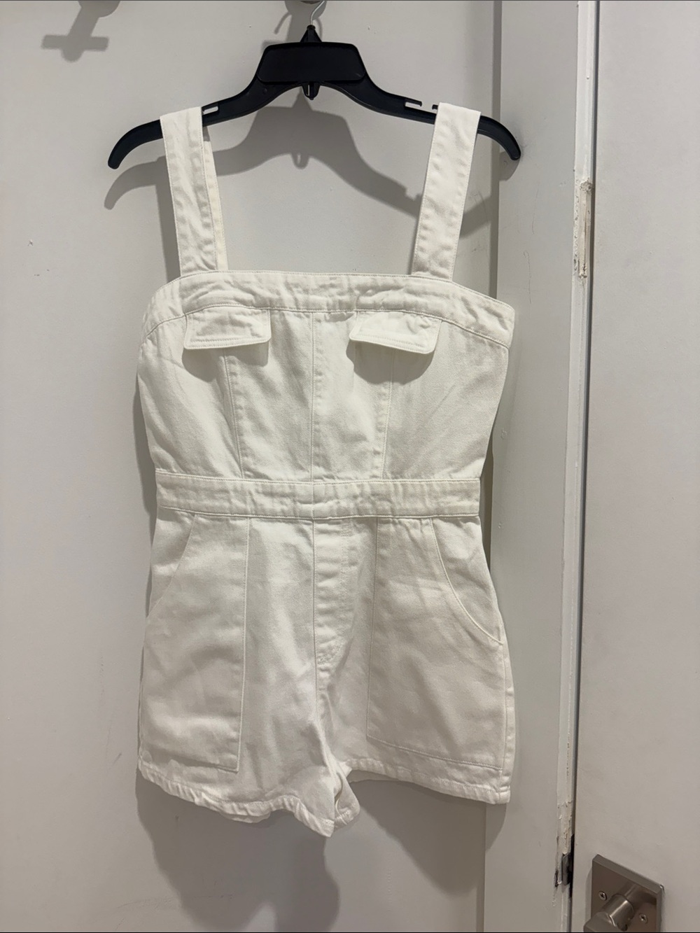 Amanda Uprichard White Denim Short Romper